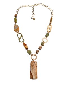 Колье из микса полудрагоценных и искусственных вставок (бижутерия)