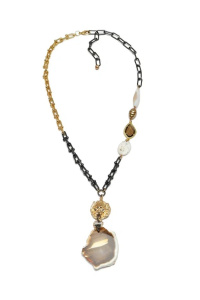 Колье из микса полудрагоценных и искусственных вставок (бижутерия)