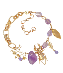 Колье с аметистом и ювелирным стеклом