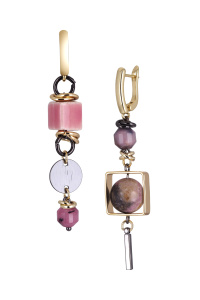 Серьги длинные с родонитом (бижутерия)